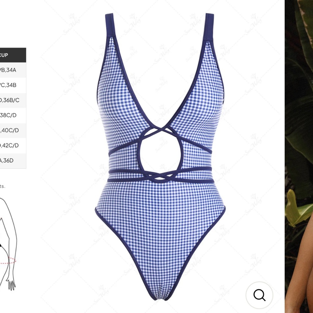 Blue Gingham One Piece Swimsuit